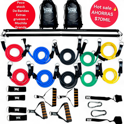 Kit Elite X2 Barras Bandas elasticas Profesionales Workout Track 120KG