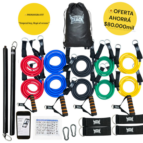 Kit Ful Elite PROMO FUEGO Bandas Elásticas Profesionales - Workout Track- 180KG
