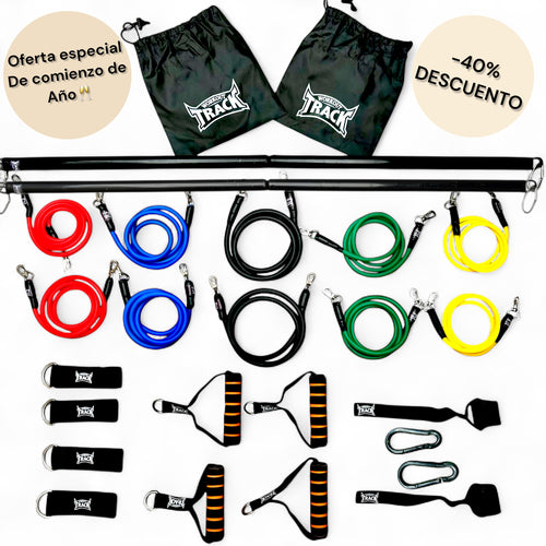 Kit Full Elite 2 Barras Bandas elasticas Profesionales Workout Track