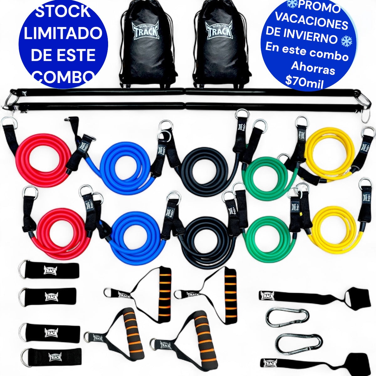 Kit Elite 🎉 2x1 Especial Día del Amigo Barras Bandas elasticas Profesionales Workout Track 120KG